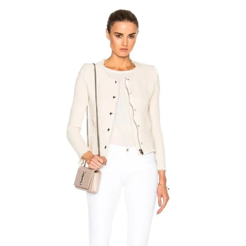 IRO Agnette Ivory Cream Distressed Jacket